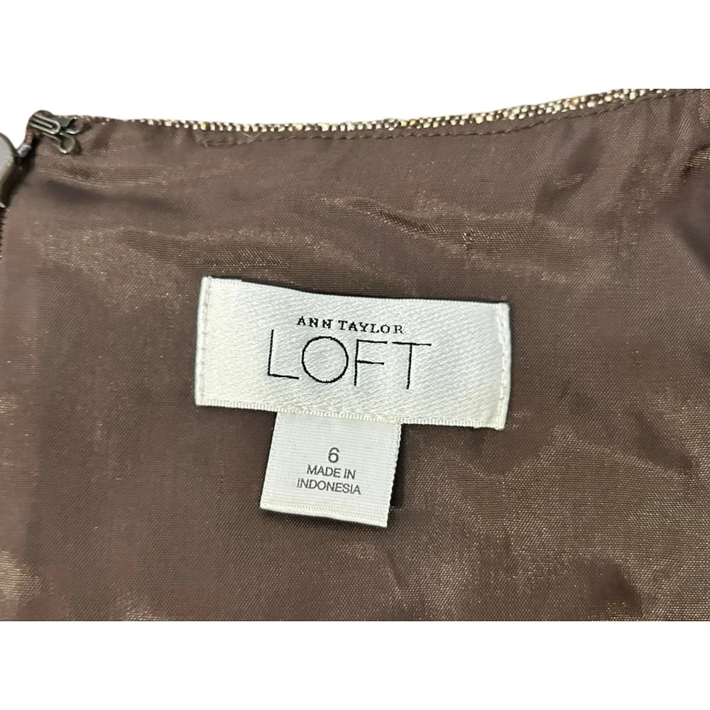 Ann Taylor LOFT Brown Black Tweed Sleeveless Dress Size 6 - Picture 2 of 8